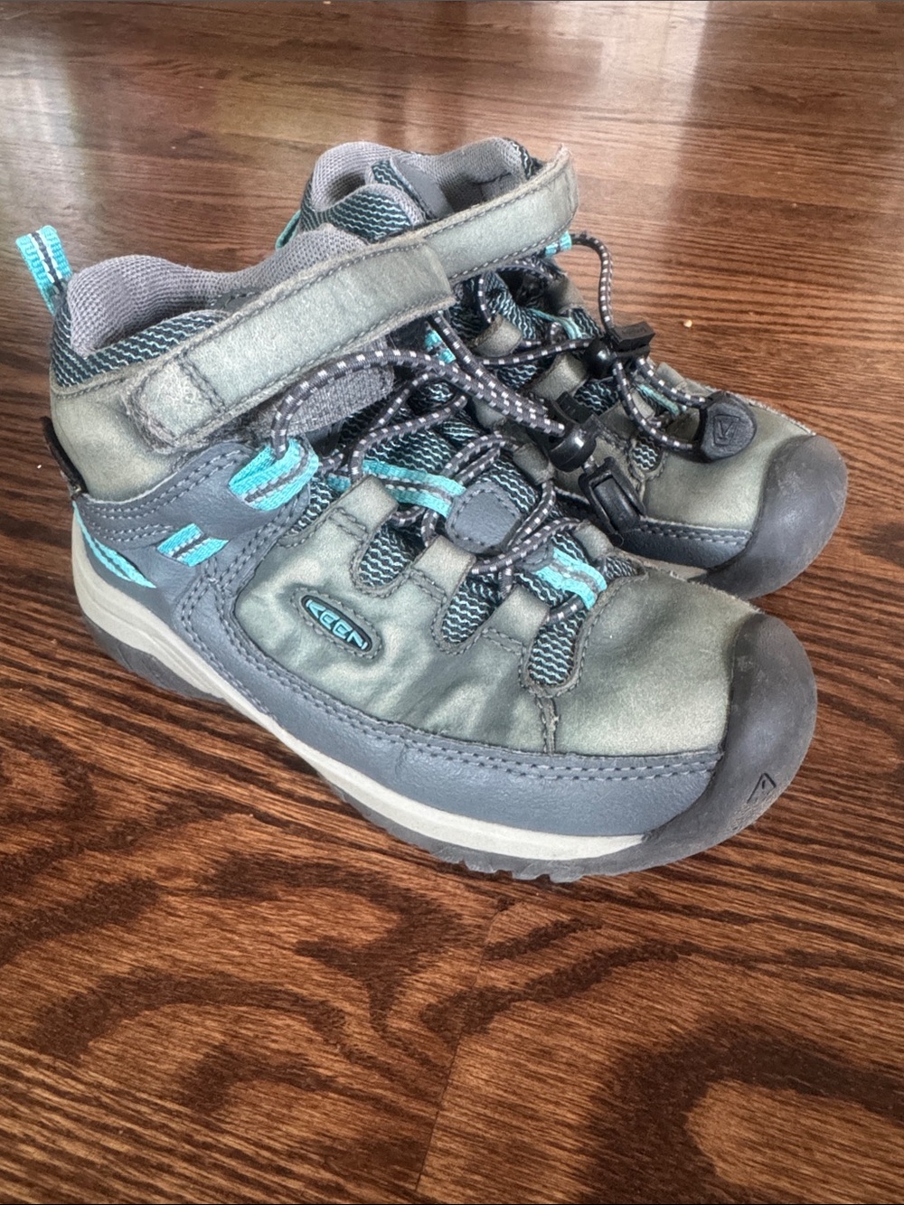 Keen Kids Gray and Teal Hiking Boots